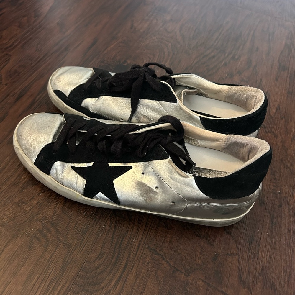 Silver and Black Star Sneakers